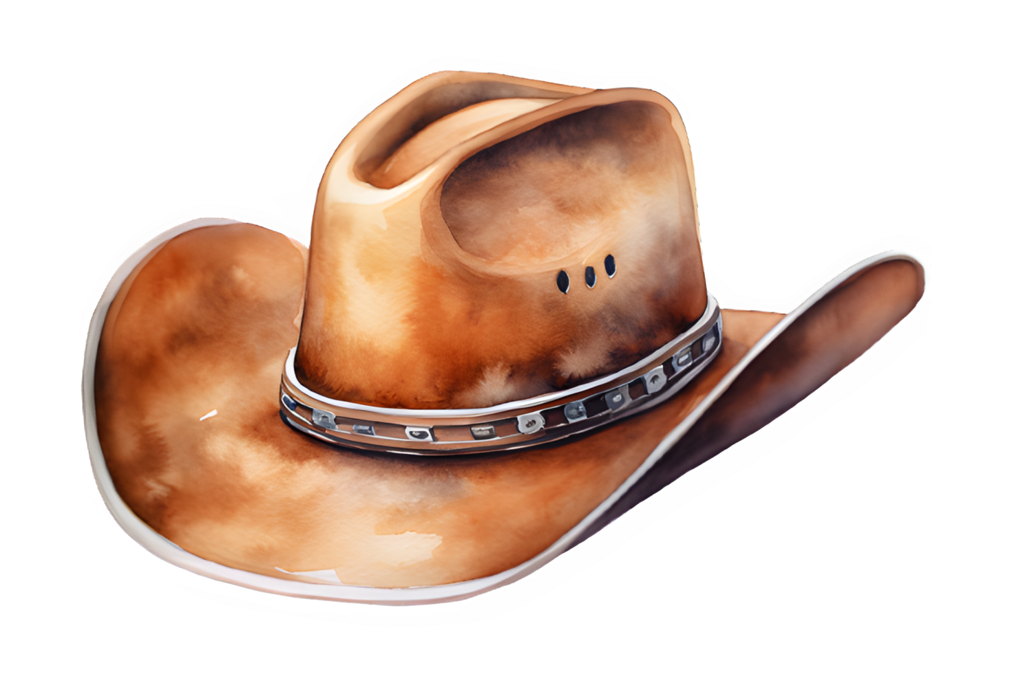 a watercolor cowboy hat on a transparent background. ai generative png