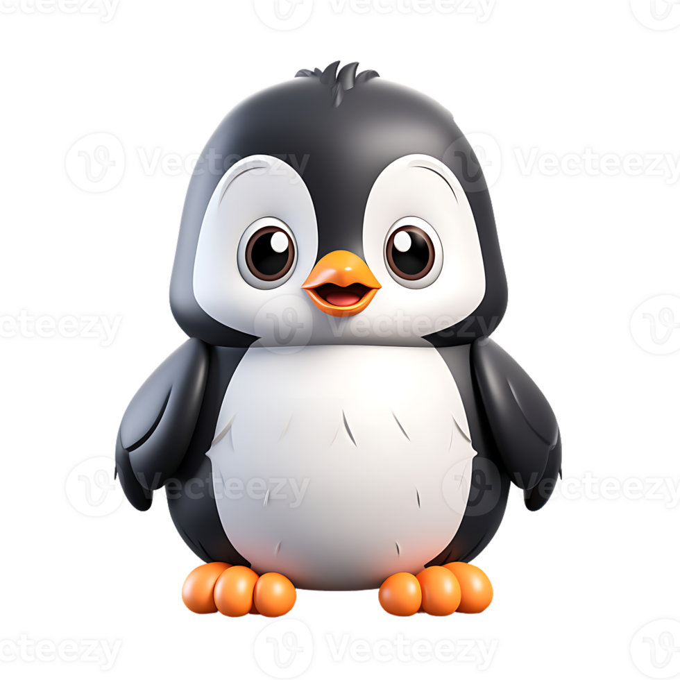 3D Cute Penguin Mascot Character, ai generative png