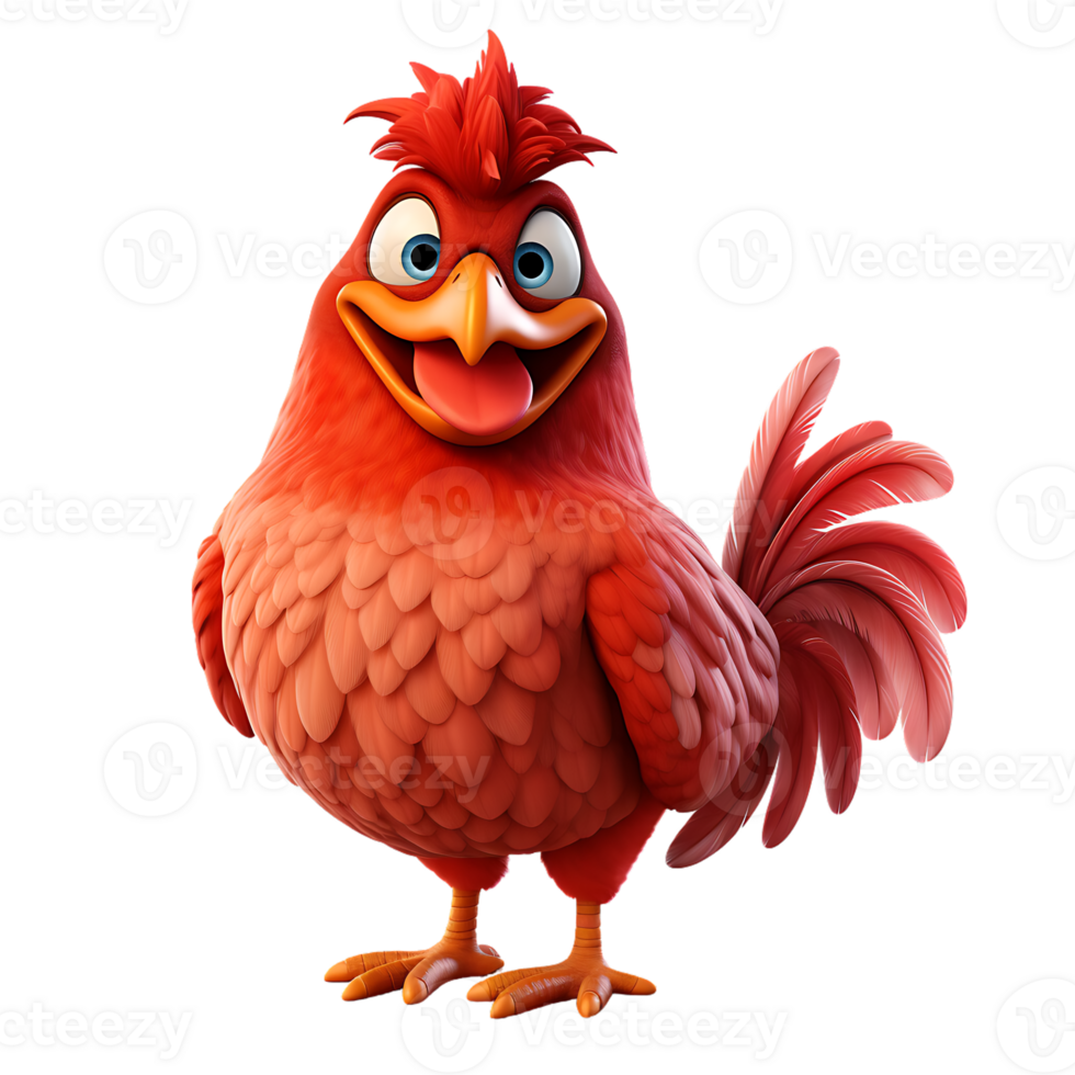 3D Red Rooster Mascot Character ,ai generative png