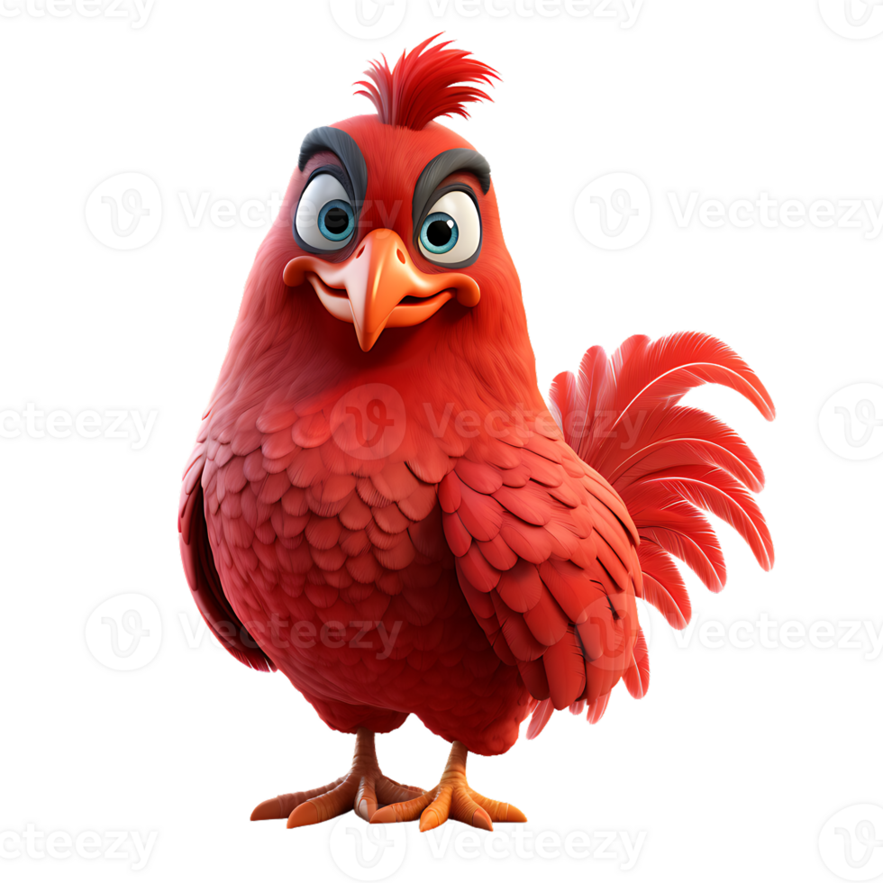 3D Red Rooster Mascot Character ,ai generative png