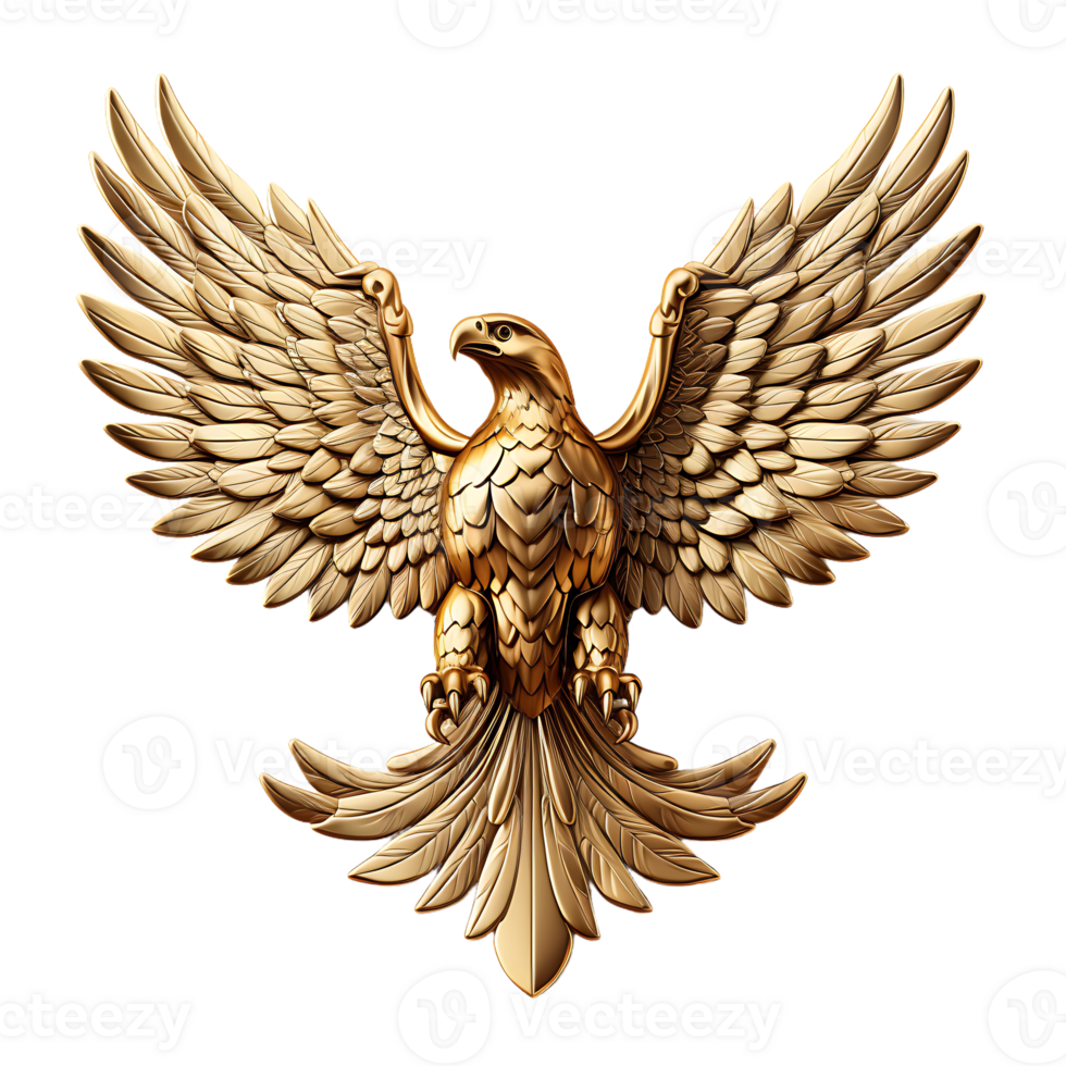 3D Gold Eagle Statue Symbol ,ai generative png