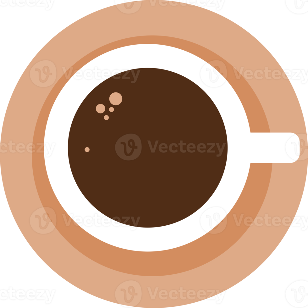 Brown hot coffee and tea cup cafe top view icon png