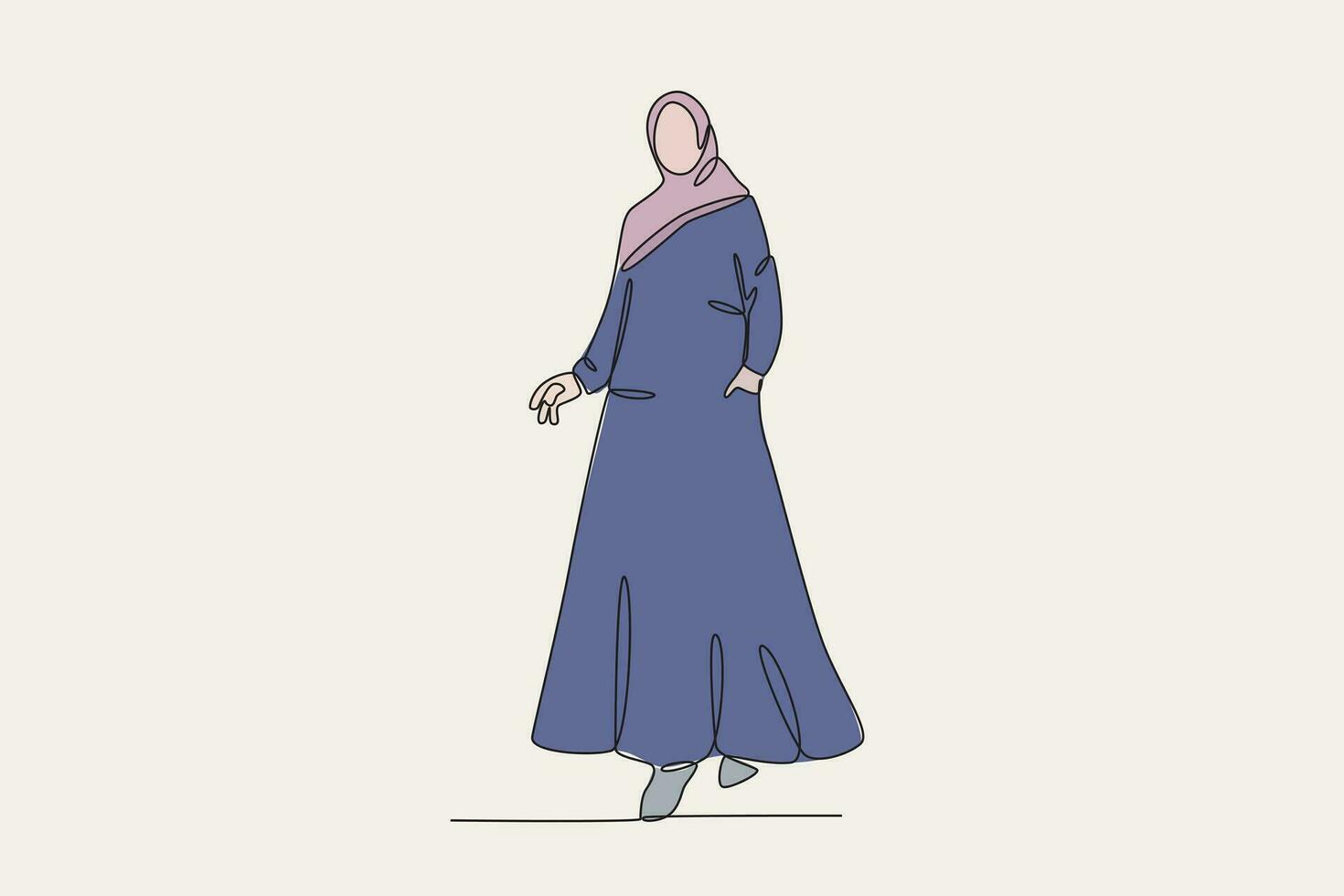 Color illustration of a woman wearing an abaya vector