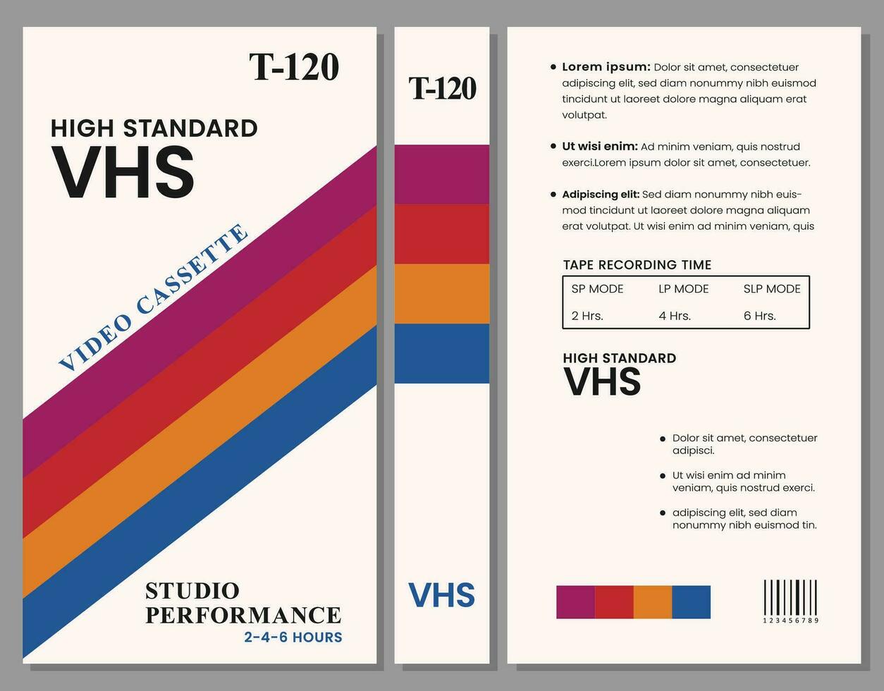 retro style blank VHS cassette cover vector