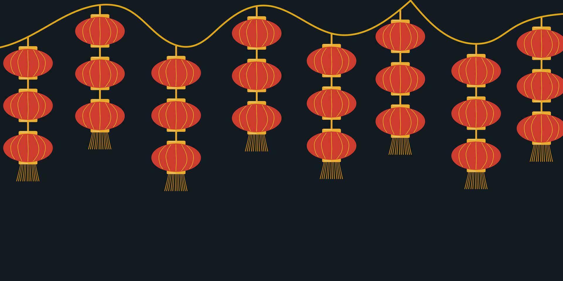 Background of Chinese lanterns. Chinese New Year. vector