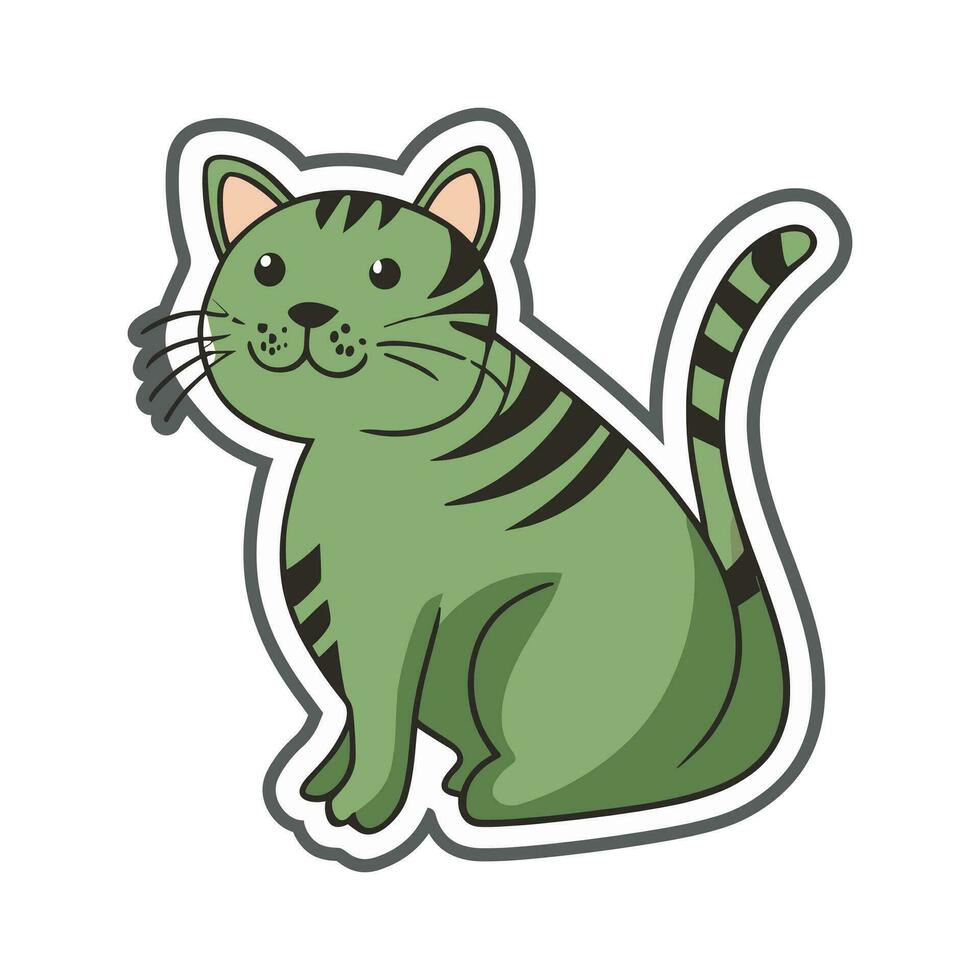 contento gato vector pegatina