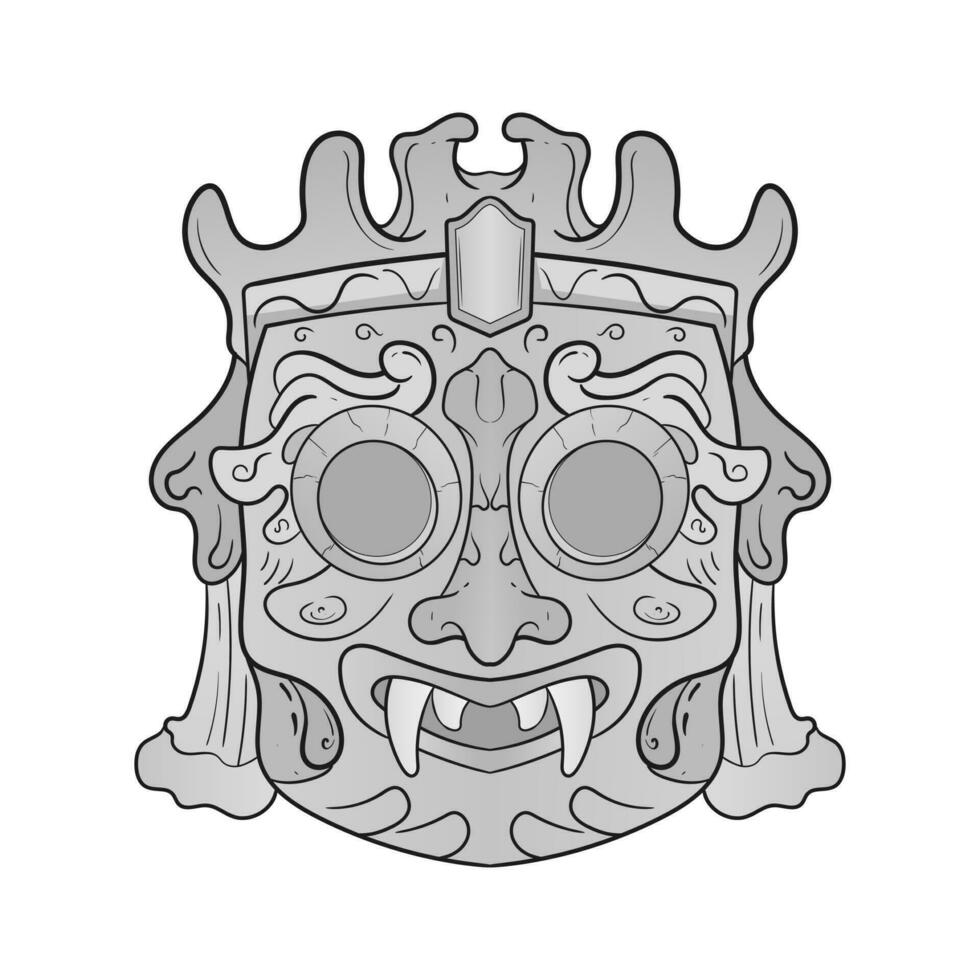 Culture Head statue barong or tiki mask trofical sign from polynesian. Illustration design good for tattoos, poster element or print vector