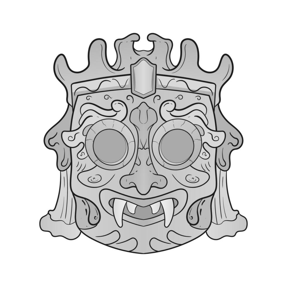 cultura cabeza estatua barong o tiki máscara trófico firmar desde polinesio. ilustración diseño bueno para tatuajes, póster elemento o impresión vector