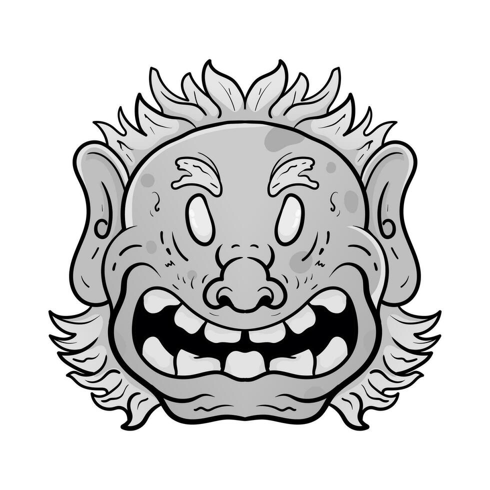 cultura cabeza monstruo estatua barong o tiki máscara trófico firmar desde polinesio. ilustración diseño bueno para tatuajes, póster elemento o impresión vector