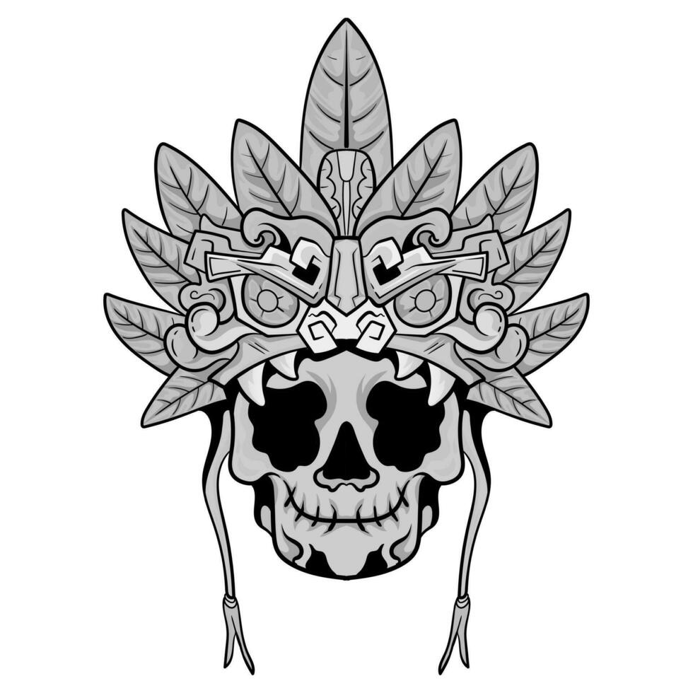Culture Head statue barong or tiki mask trofical sign from polynesian. Illustration design good for tattoos, poster element or print vector