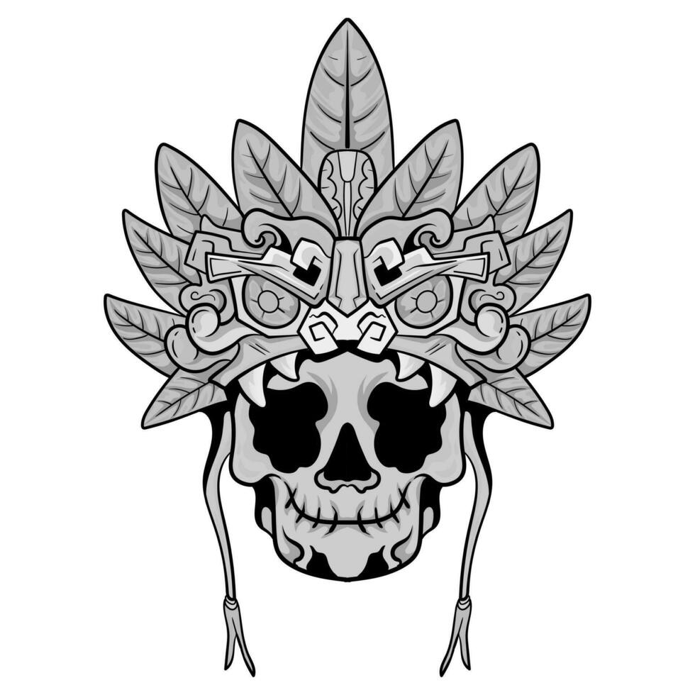 cultura cabeza estatua barong o tiki máscara trófico firmar desde polinesio. ilustración diseño bueno para tatuajes, póster elemento o impresión vector