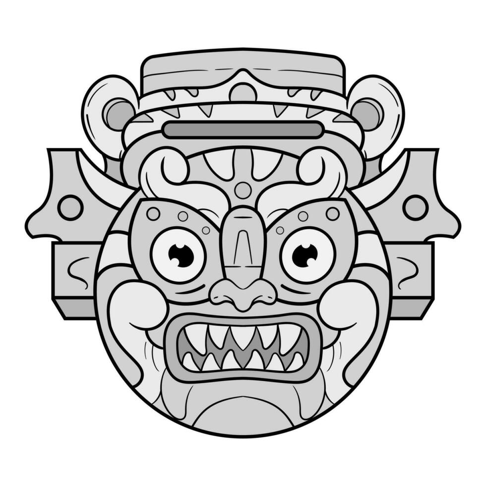 Culture Head statue barong or tiki mask trofical sign from polynesian. Illustration design good for tattoos, poster element or print vector