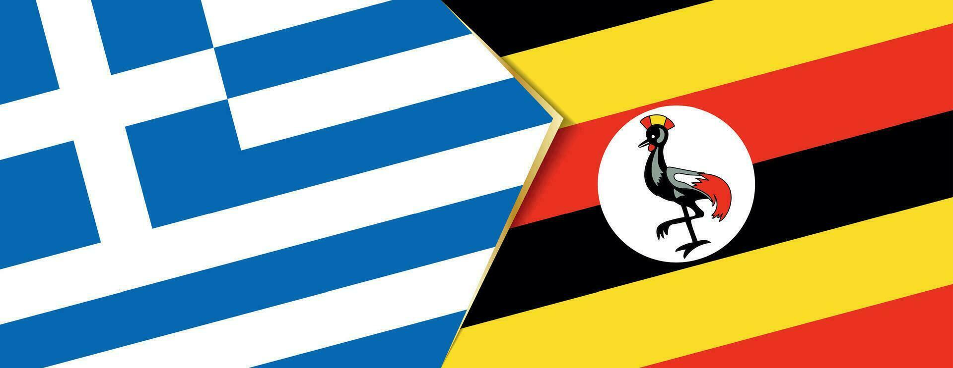 Greece and Uganda flags, two vector flags.