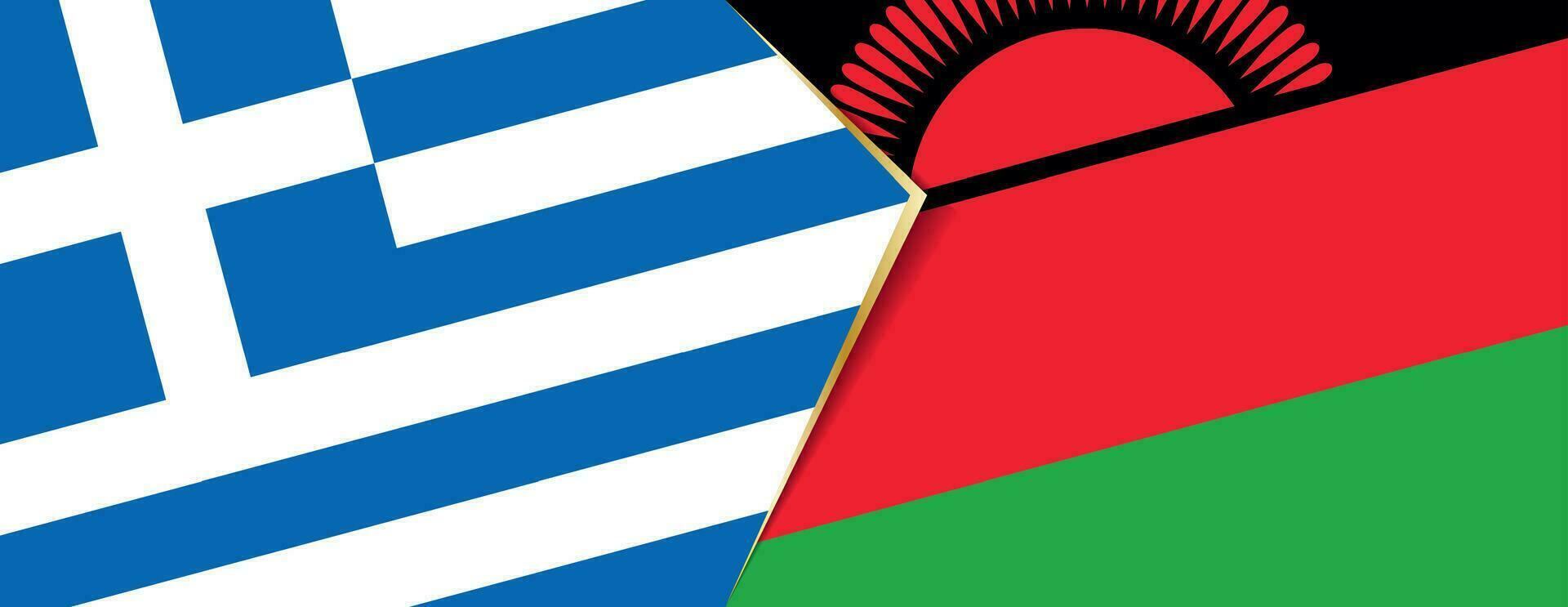 Greece and Malawi flags, two vector flags.