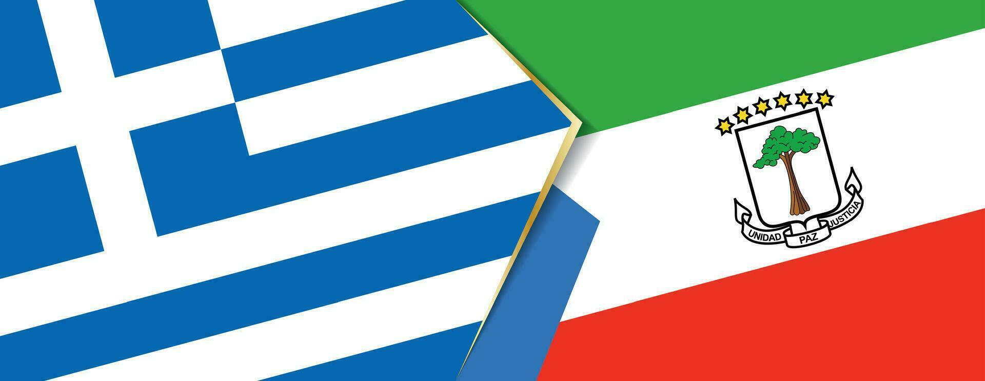 Greece and Equatorial Guinea flags, two vector flags.