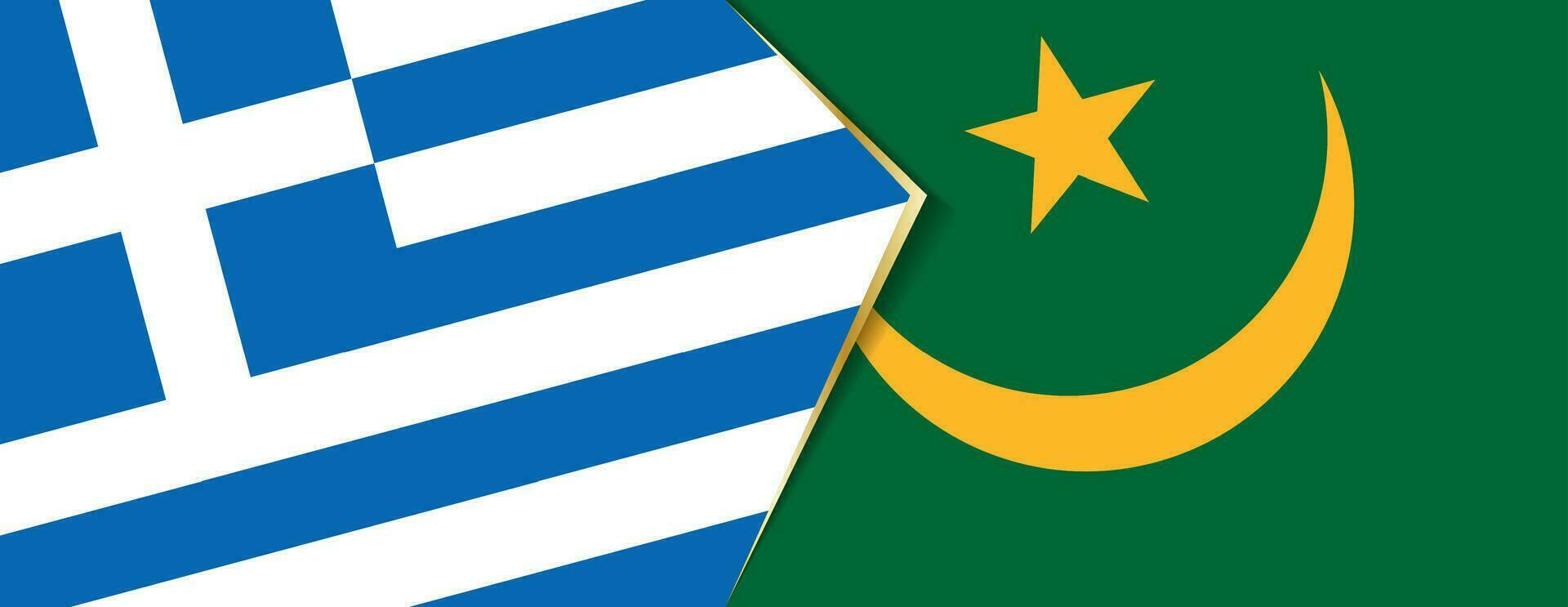 Greece and Mauritania flags, two vector flags.