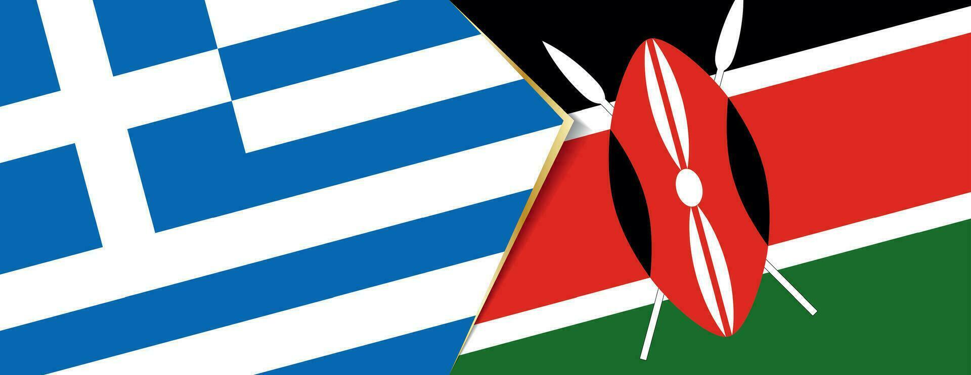 Greece and Kenya flags, two vector flags.