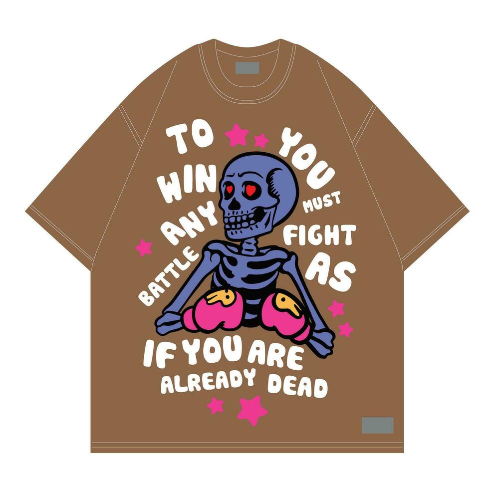 cute skull boxing design streetwear tshirt vector