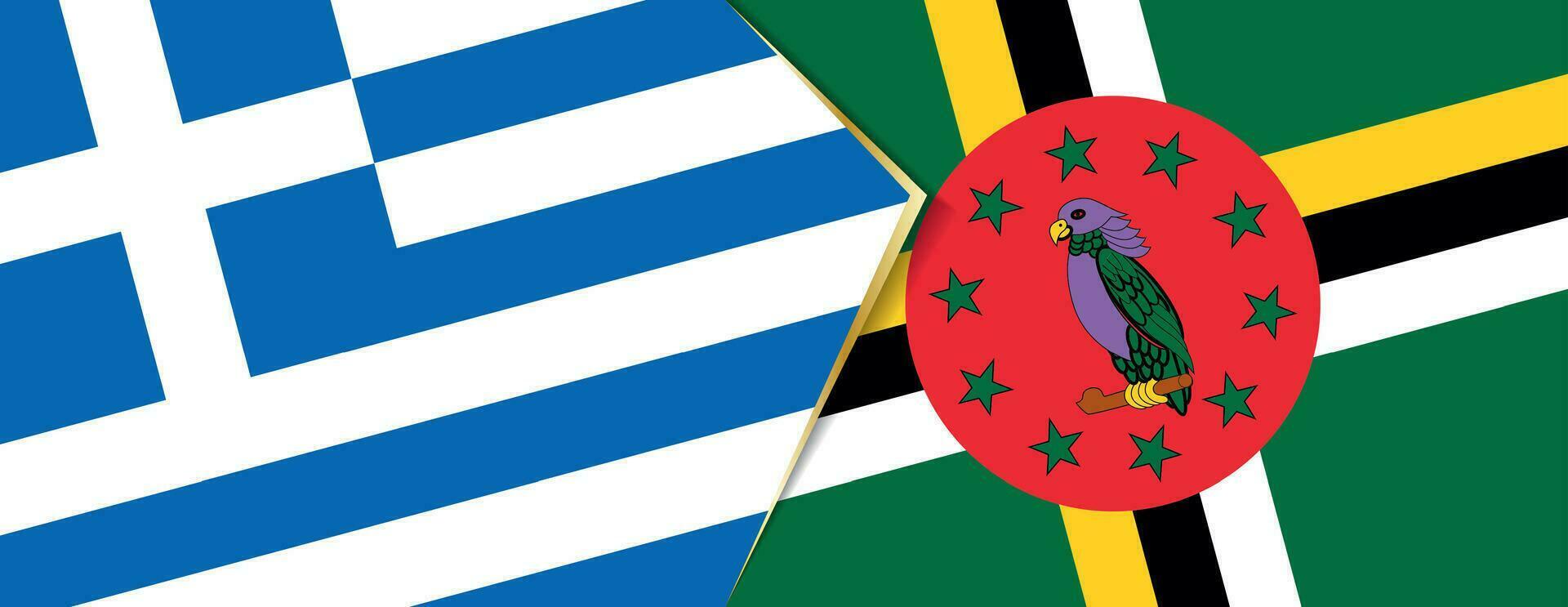 Greece and Dominica flags, two vector flags.