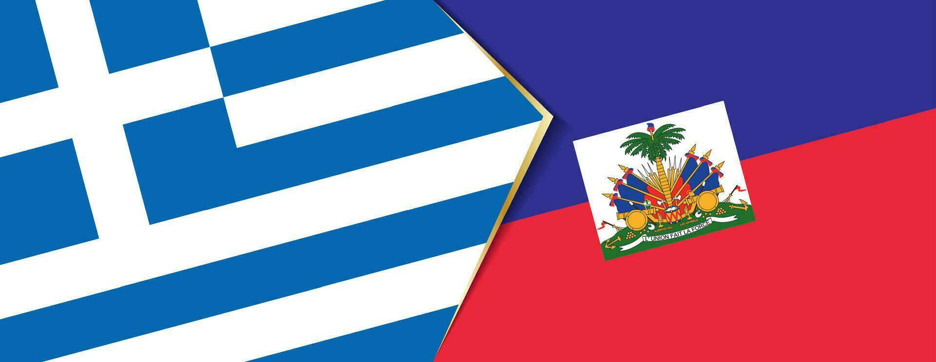 Greece and Haiti flags, two vector flags.