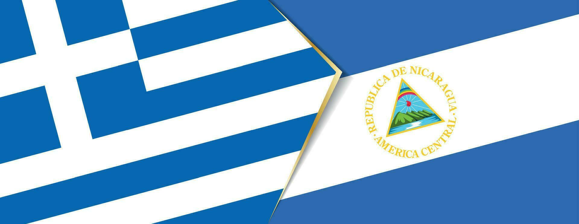 Grecia y Nicaragua banderas, dos vector banderas