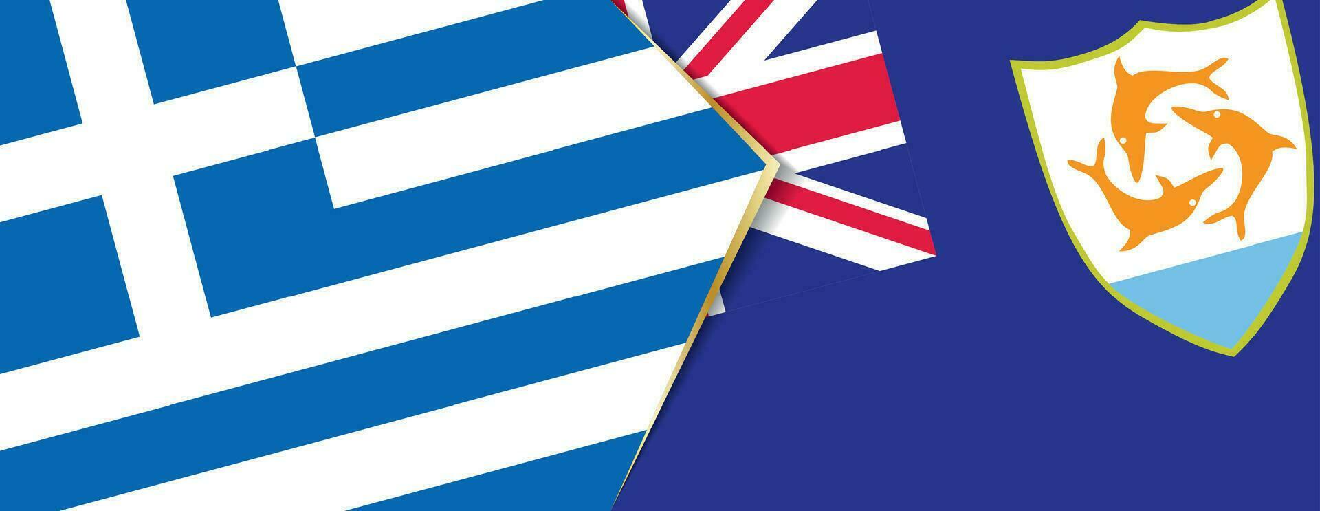 Greece and Anguilla flags, two vector flags.