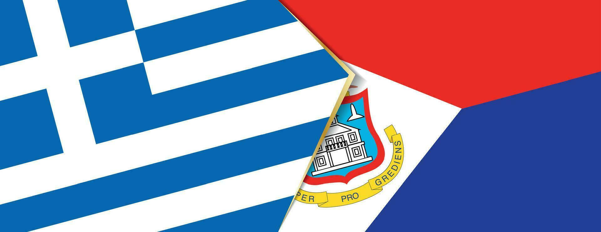 Greece and Sint Maarten flags, two vector flags.