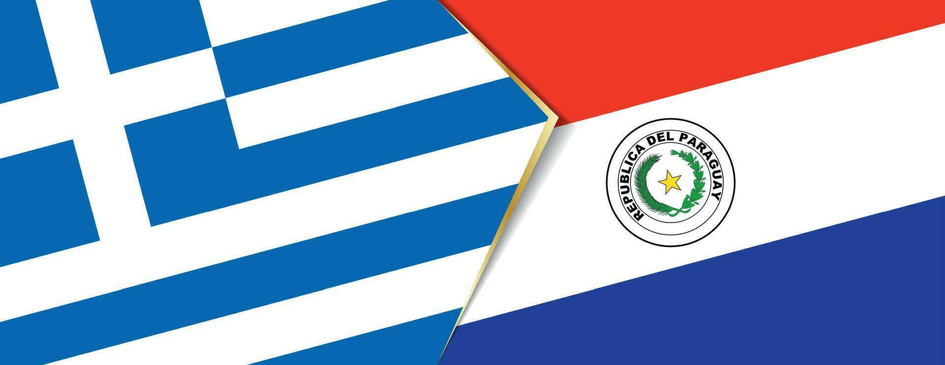 Greece and Paraguay flags, two vector flags.