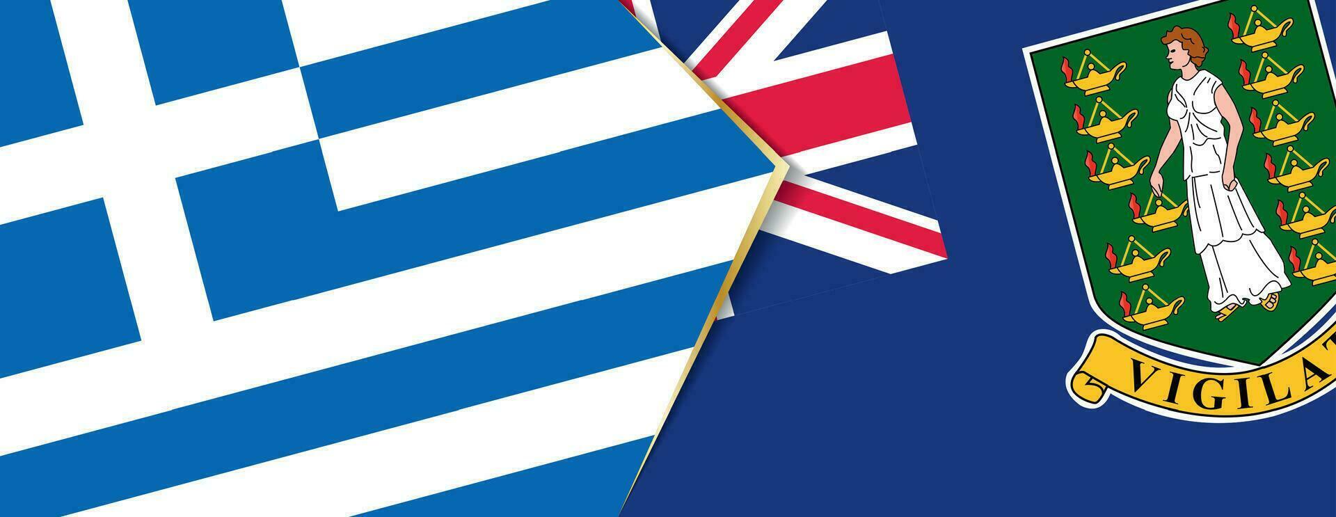 Greece and British Virgin Islands flags, two vector flags.
