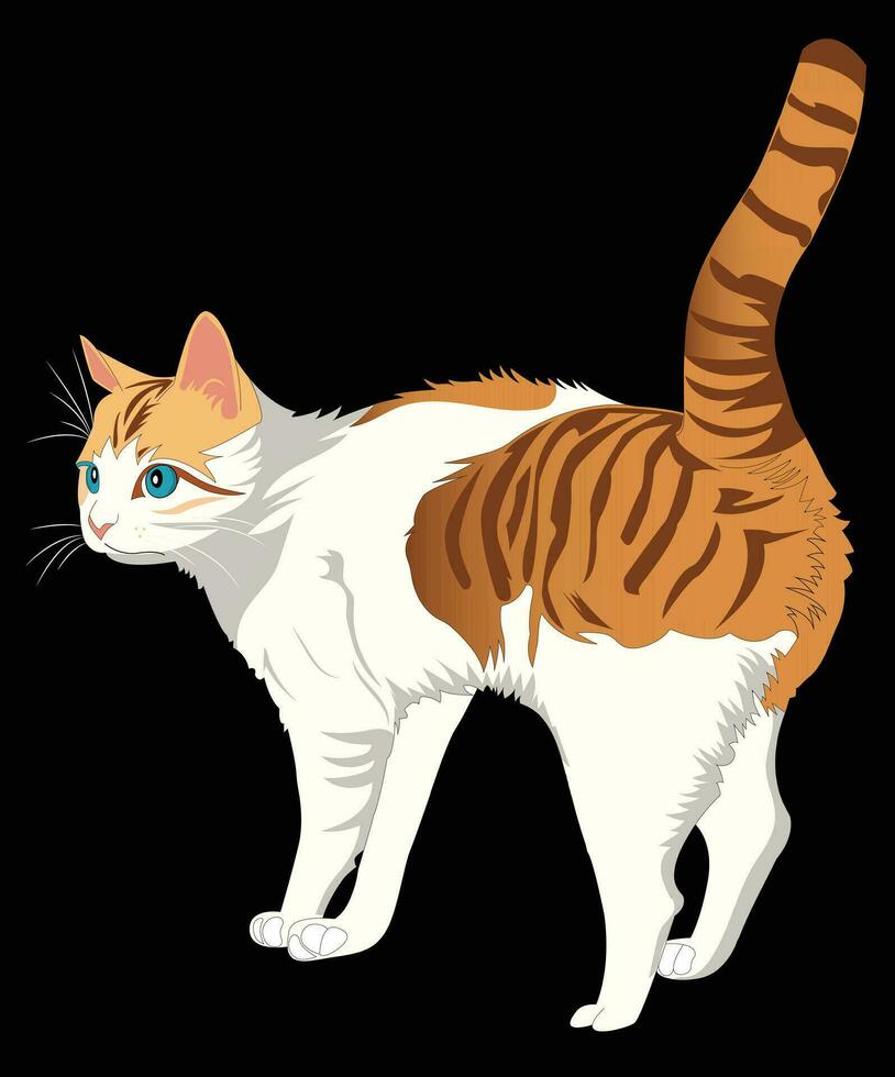 Vector cartoon funny cat isolated on black