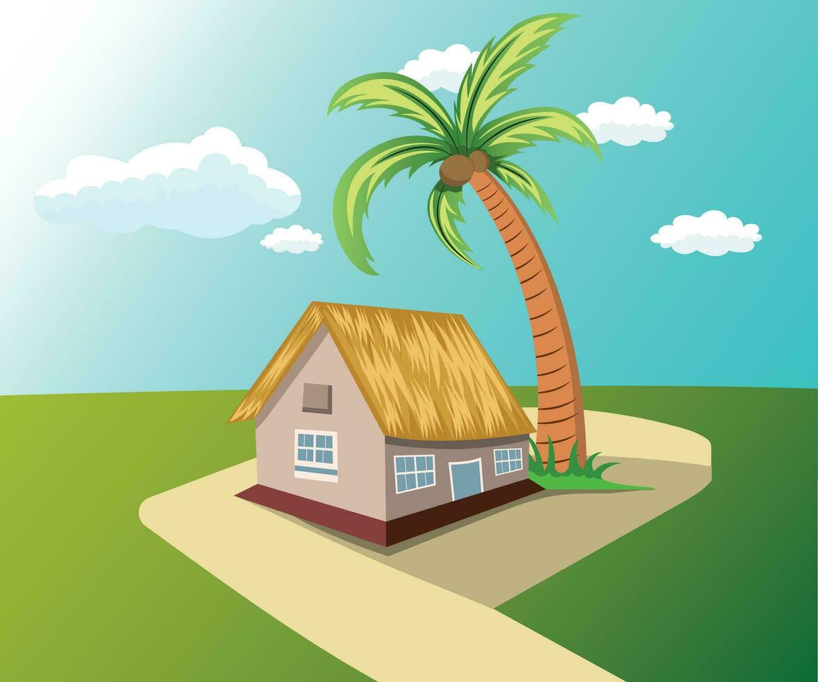 Hut on a ground vector illustration