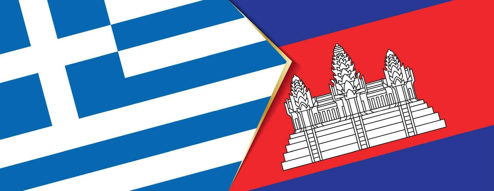 Greece and Cambodia flags, two vector flags.