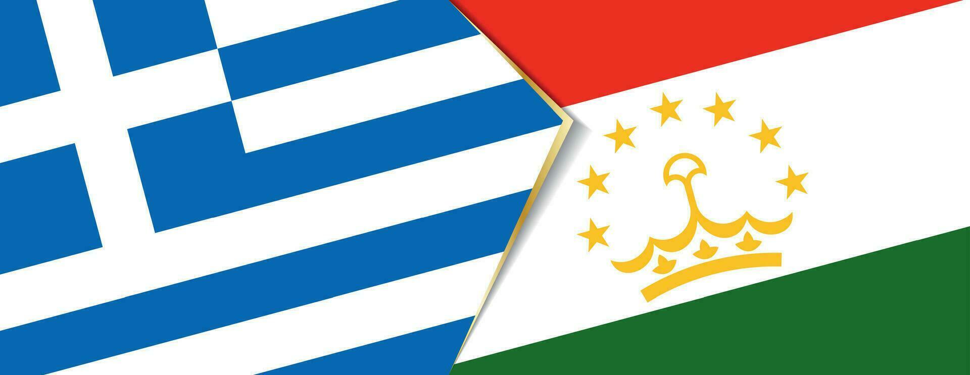Grecia y Tayikistán banderas, dos vector banderas