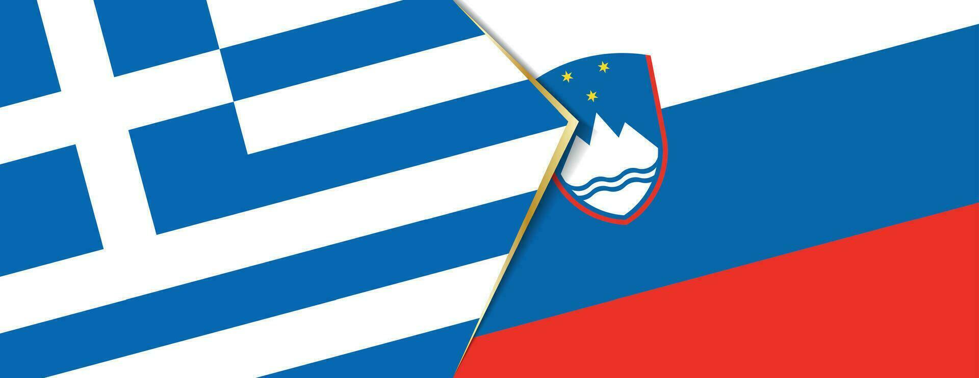 Greece and Slovenia flags, two vector flags.