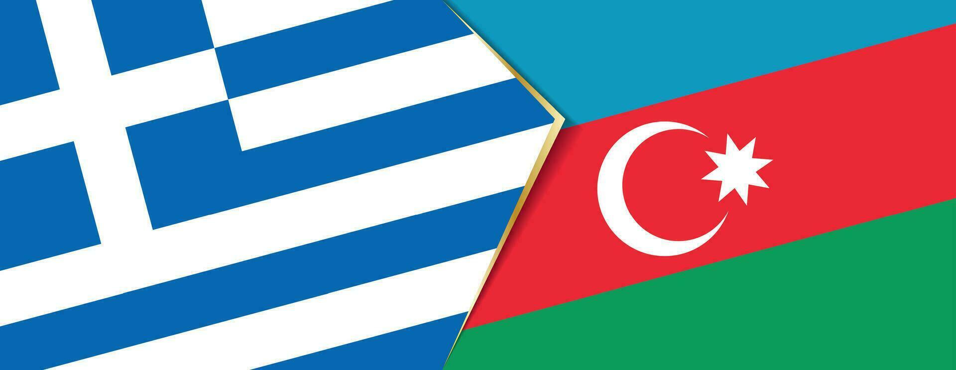 Greece and Azerbaijan flags, two vector flags.