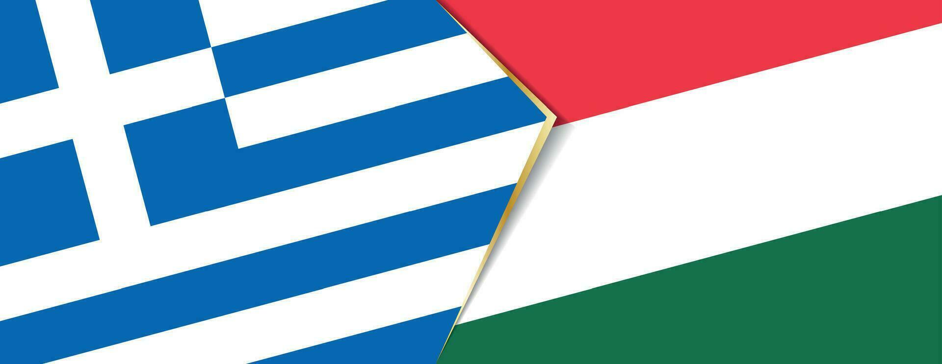 Grecia y Hungría banderas, dos vector banderas