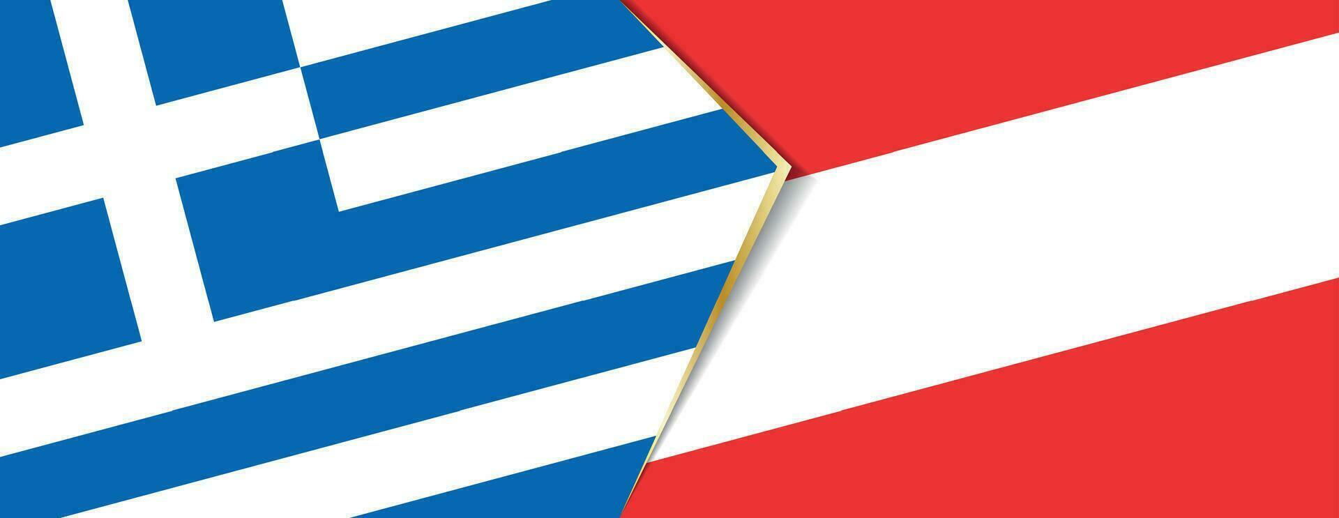 Greece and Austria flags, two vector flags.