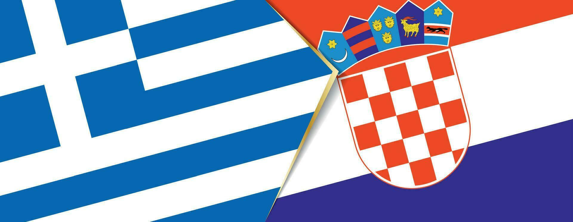 Greece and Croatia flags, two vector flags.