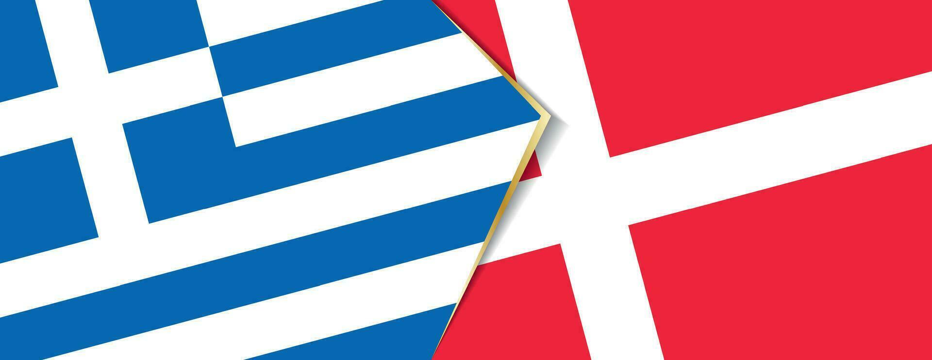 Greece and Denmark flags, two vector flags.