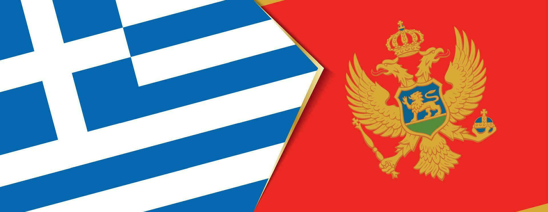 Grecia y montenegro banderas, dos vector banderas