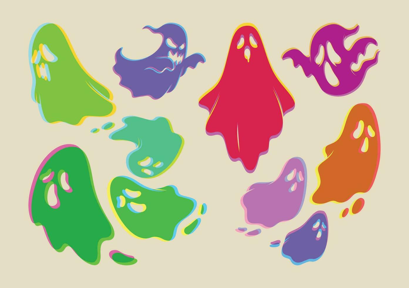 Víspera de Todos los Santos fantasma manojo, linda y frio dibujos animados vector diseño.