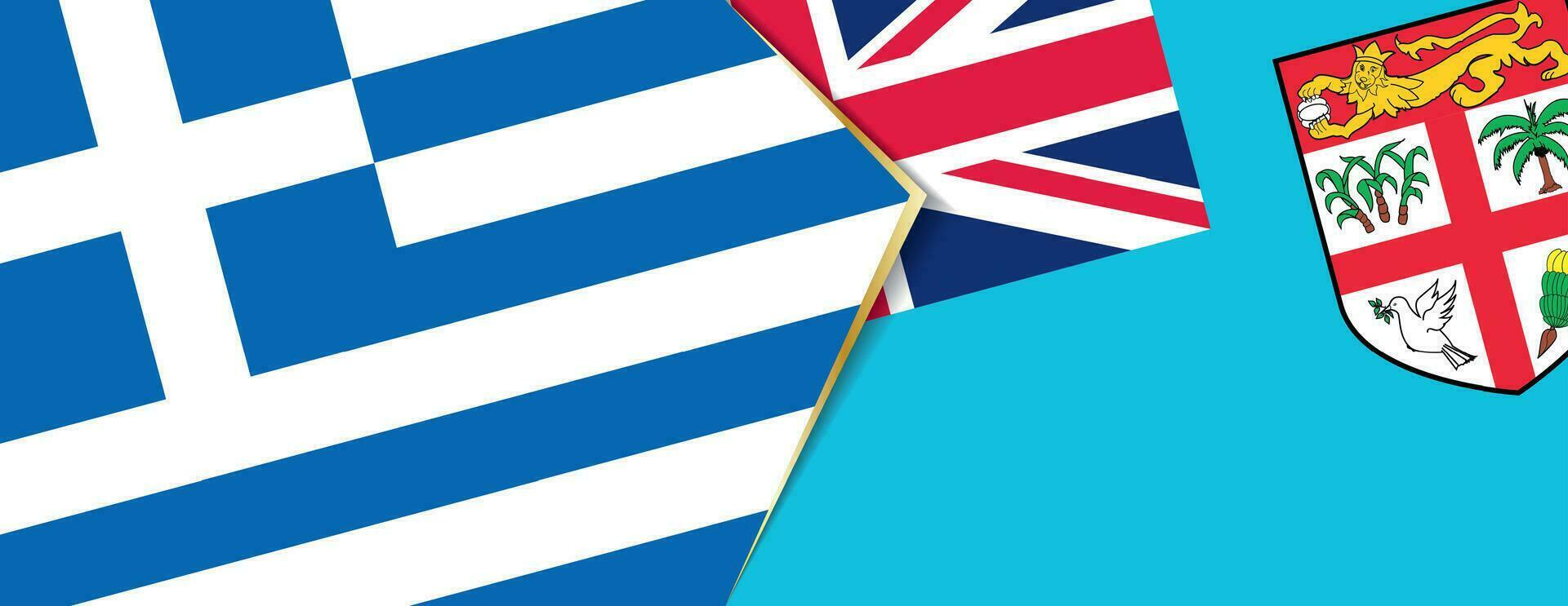 Greece and Fiji flags, two vector flags.