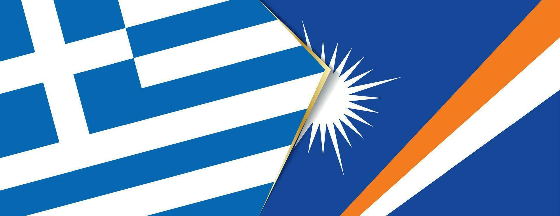 Greece and Marshall Islands flags, two vector flags.