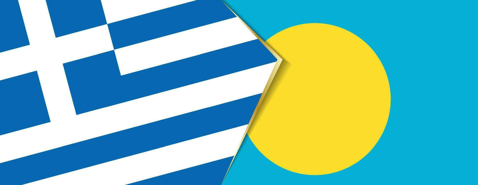 Greece and Palau flags, two vector flags.