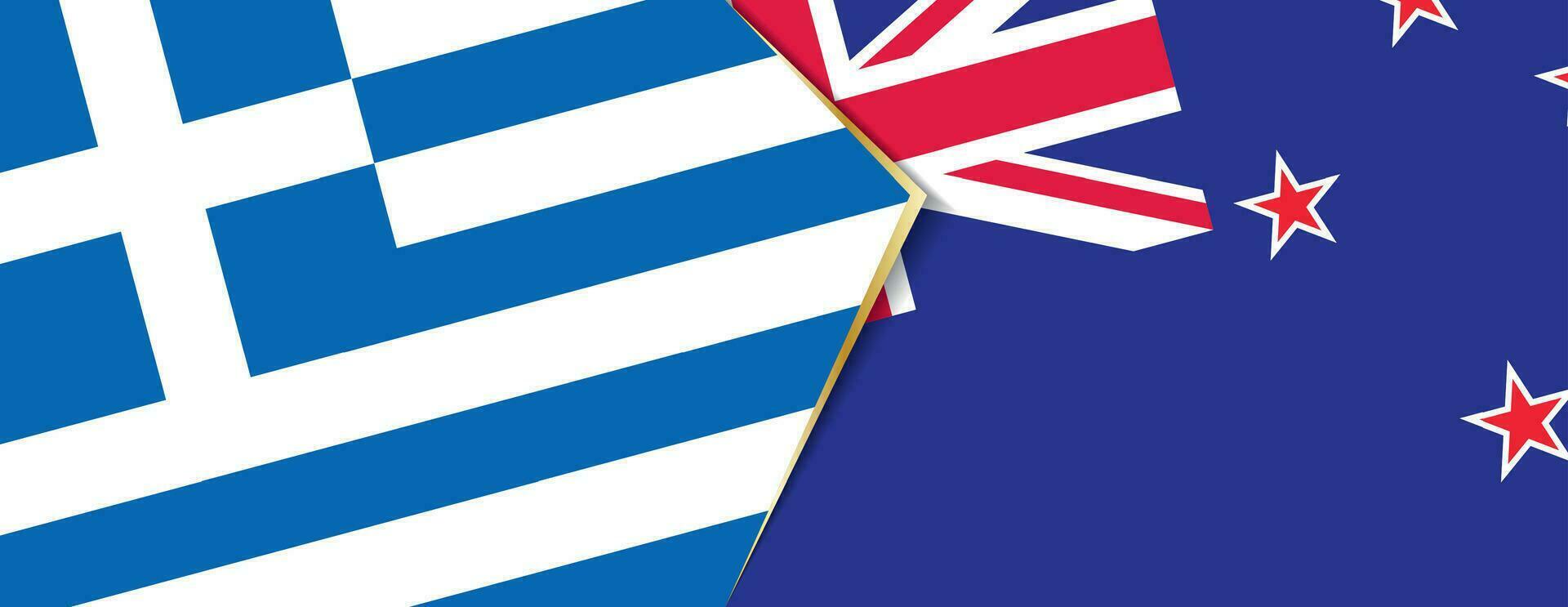 Greece and New Zealand flags, two vector flags.