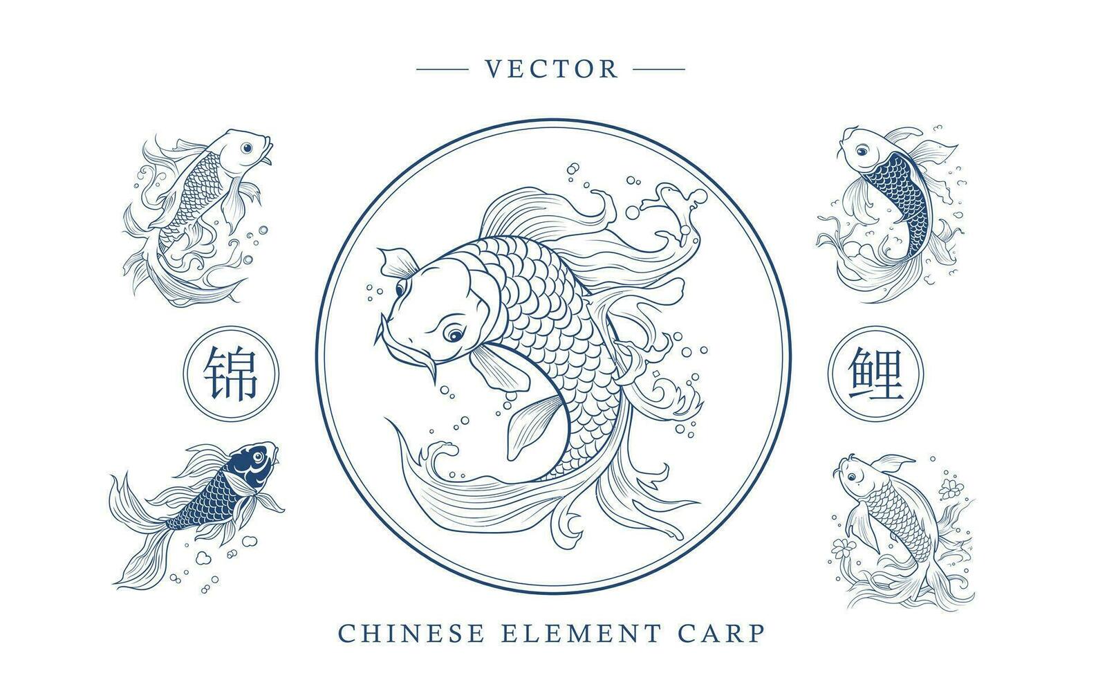 chino carpa tradicional Arte formar vector