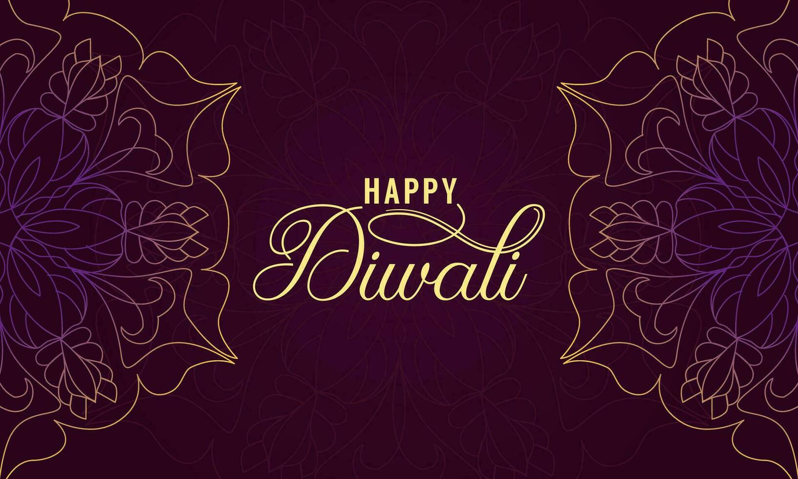 Happy Diwali Festival of lights banner, gold mandala background. vector illustration design