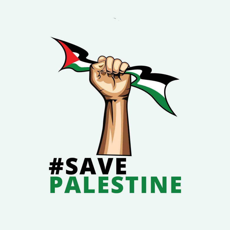 internacional día de solidaridad el palestino personas con mano y bandera vector ilustración