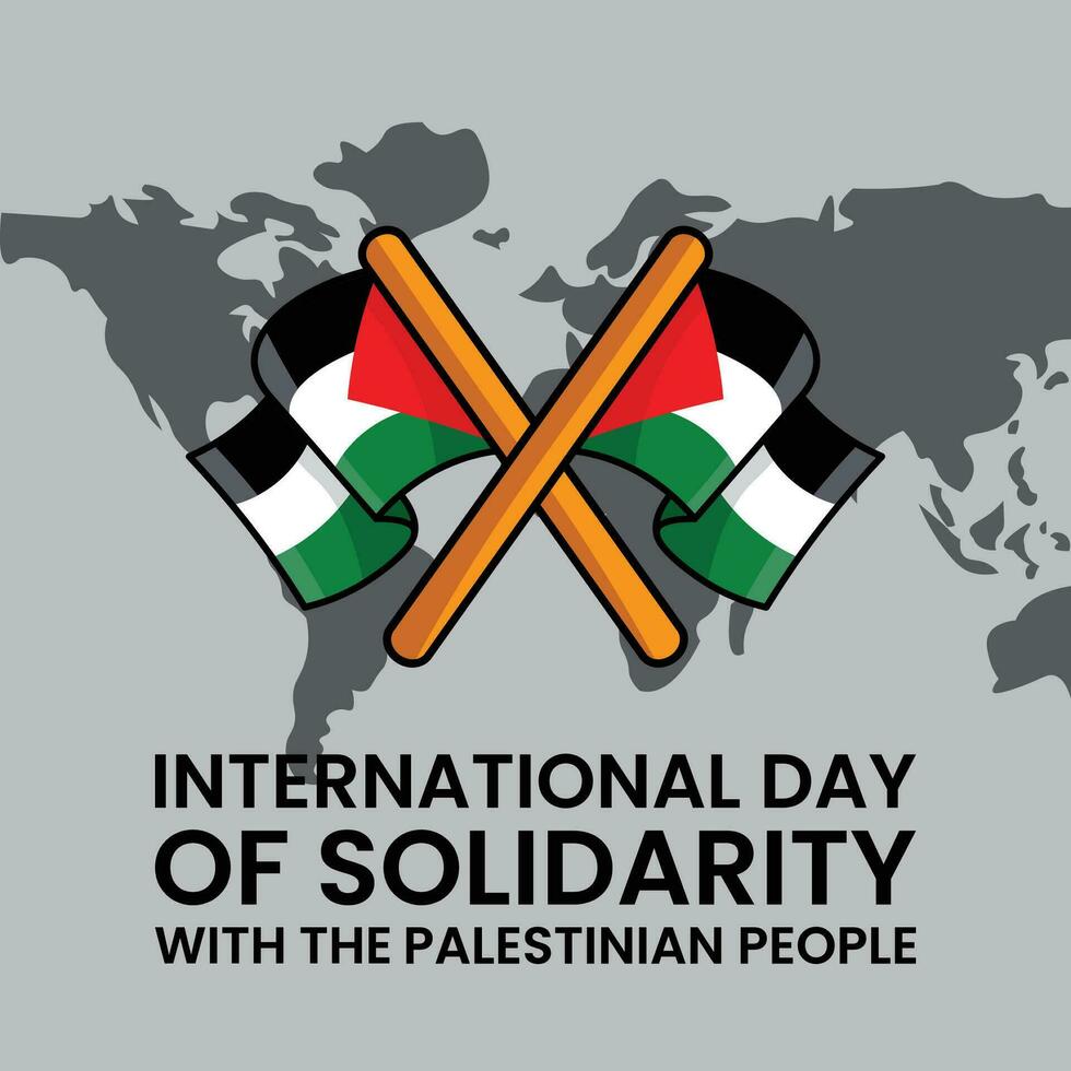 international day of solidarity the palestinian people with world and flag vector illustration