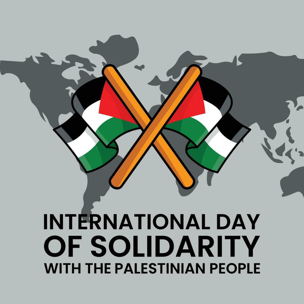 internacional día de solidaridad el palestino personas con mundo y bandera vector ilustración